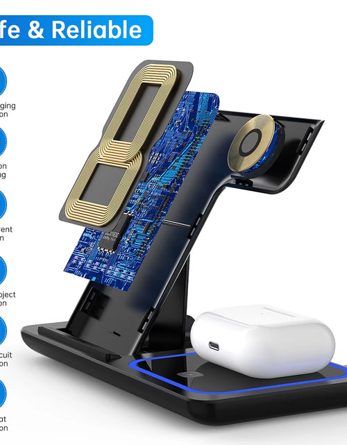 Load image into Gallery viewer, Wireless Charger, 18W Fast Iphone Charging Station Compatible for Iphone 17/16/15/14/13/12/11/Pro Max/Plus, 3 in 1 Wireless Charger Stand for Iwatch SE 11/10/9/8/7/6/5/4, Airpods Pro 2/3/4
