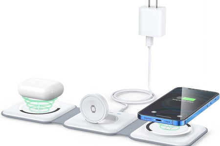 3-In-1 Wireless Charger, Magnetic Foldable Design Charging Station Compatible with Multiple Devices Including Iphone 17/16/15/14/13 Series, Airpods 4/3/Pro, and Iwatch