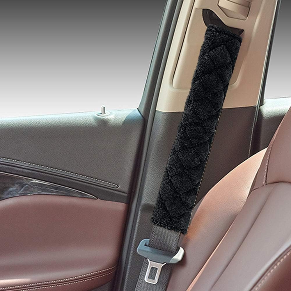 Car Seat Belt Pads Cover, 2 Pack Seat Belt Shoulder Strap Covers Protector to Release Stress to Your Neck and Shoulder for a Safety Driving (Black)
