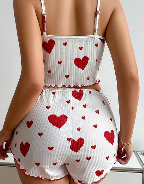 Load image into Gallery viewer, Women'S Pajamas Set Sleepwear 2 PCS Short Tank Tops and Shorts S M L White Ventilate Soft Casual Love Printing
