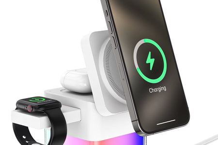 Wireless Charging Station, 3 in 1 Wireless Charger Stand for Multiple Iphone Devices, Wireless Charger for Iphone 16/15/14/13/12/Pro/Pro Max, Iwatch 10/SE/9/8/7/6/5/4/3/2, Airpods 2/3, White